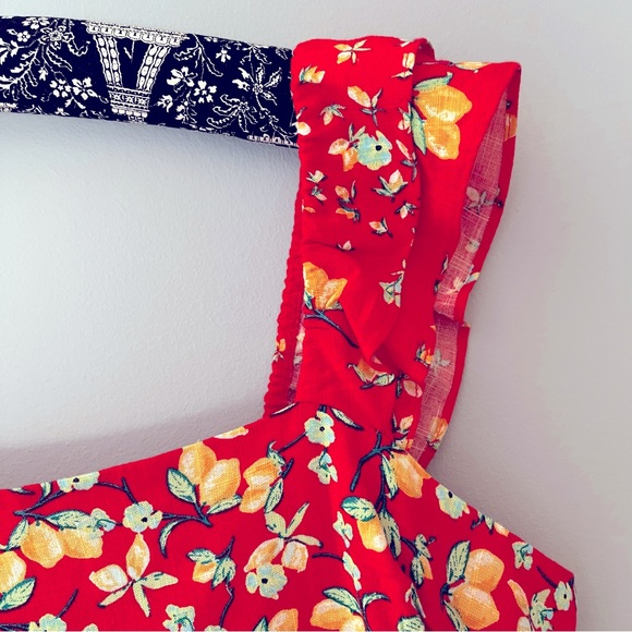 LC Lauren Conrad Ruffle-Sleeve Fit & Flare Dress - Red Lemon Orchard - Picture 4 of 11